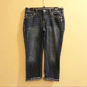 Silver Suki Womens Jeans Capri Crop Thick Stitch Mid Rise Denim W30 30
